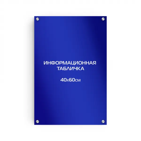 Титульная вывеска из ПВХ 60х40 см (цветной фон+белая аппликация) на дистанционных держателях