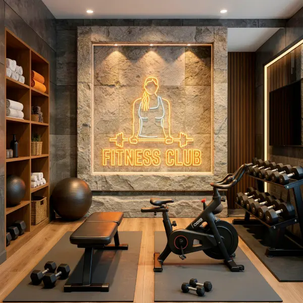 Неоновая вывеска «FITNES CLUB» (176х118 см)