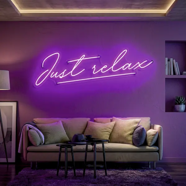 Неоновая вывеска «JUST RELAX» (200х66 см)